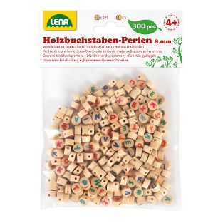 Holz-Buchstabenperlen, natur/bunt, 300-tlg., Beutel