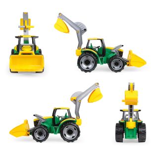 GIGA TRUCKS Traktor mit Frontlader/Baggerarm, grün